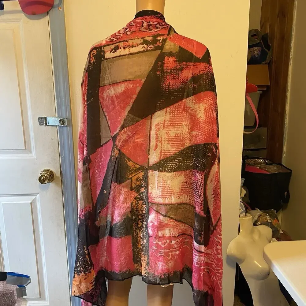 Vintage Bohemian Large Scarf Wrap Shawl Neck warmer Multi Colorful Women 41x78”